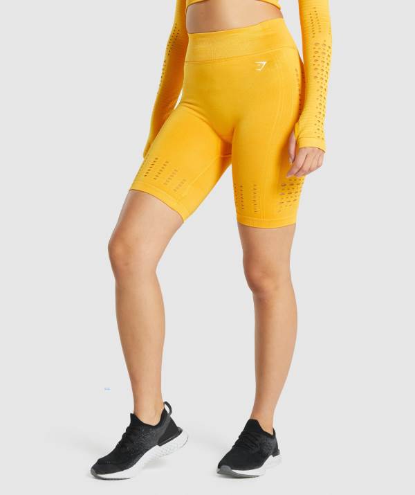 Gymshark Glow Seamless Kurze Hose Damen Gelb | 1602CHLZB