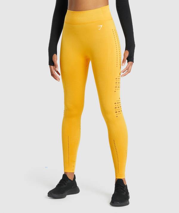 Gymshark Glow Seamless Tights Damen Gelb | 3407HSRCV