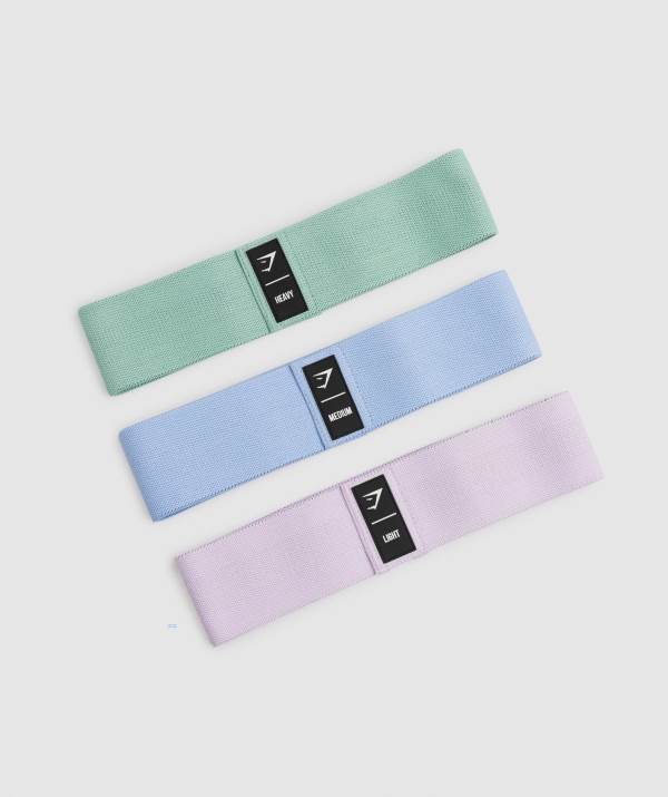 Gymshark Glute Set 3pk Widerstandsband Damen Helllila Grau Blau Grün | 7503SWIDF