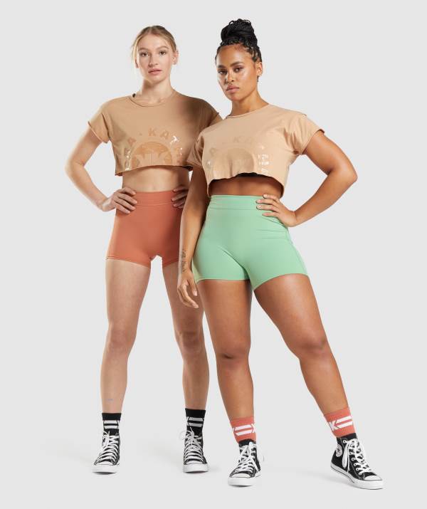 Gymshark KK Fit Raw Crop Top Damen Braun | 5380YULRN