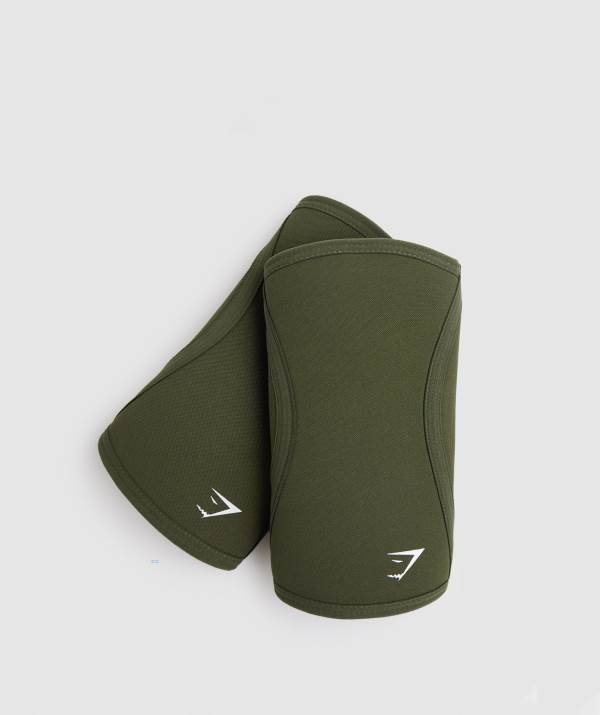 Gymshark Knee Sleeves 5mm Knie Ärmel Herren Olivgrün Grün | 7638HTFXD