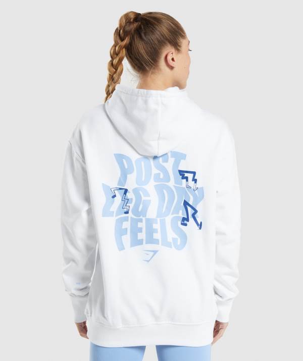 Gymshark Leg Day Oversized Hoodie Damen Weiß | 6523HLAUP