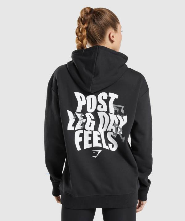 Gymshark Leg Day Oversized Hoodie Damen Schwarz | 9475GPYWM
