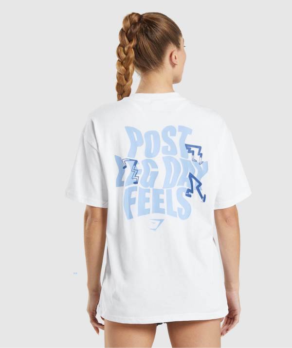 Gymshark Leg Day Oversized T-Shirt Damen Weiß | 4615BSZYR