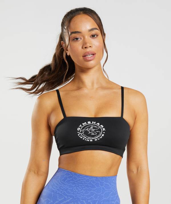 Gymshark Legacy Bandeau Bra Sport BH Damen Schwarz | 0548PUEQA