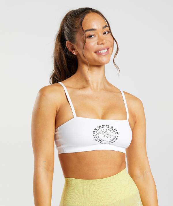 Gymshark Legacy Bandeau Bra Sport BH Damen Weiß | 4380TYLUB
