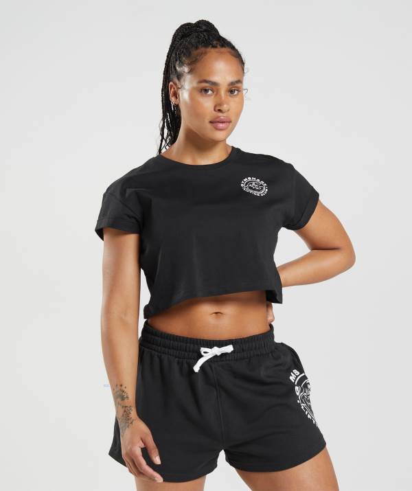 Gymshark Legacy Crop Top Damen Schwarz | 1397ALKOF