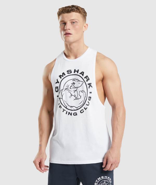 Gymshark Legacy Drop Arm Muskelshirt Herren Weiß | 9870CZALH