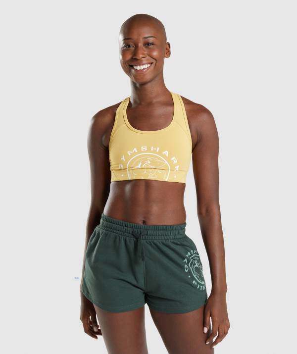 Gymshark Legacy Graphic Sport BH Damen Gelb | 6950BFHEJ