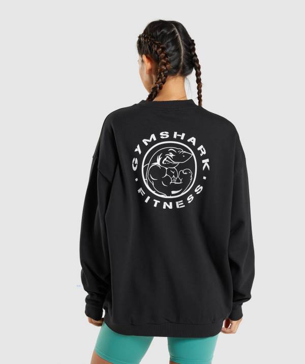 Gymshark Legacy Graphic Sweatshirt Damen Schwarz | 5278PNURA