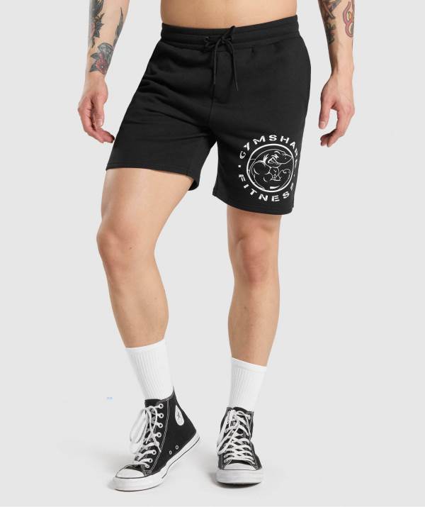 Gymshark Legacy Kurze Hose Herren Schwarz Weiß | 1960BEDLS
