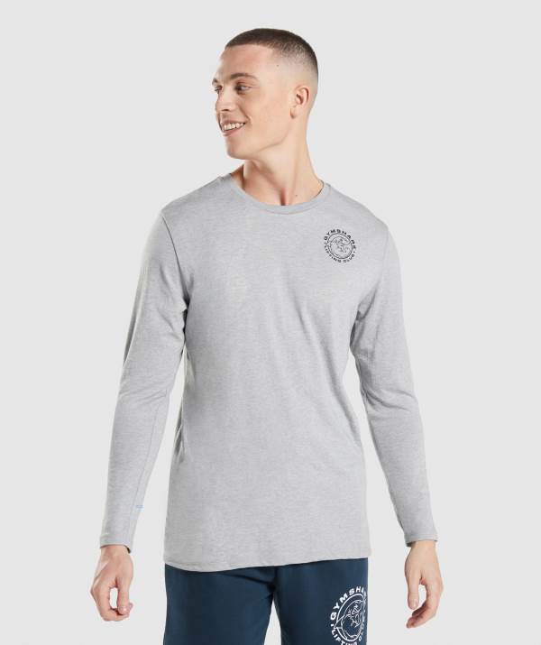 Gymshark Legacy Long Sleeve Sweatshirt Herren Hellgrau | 1432KLEGC