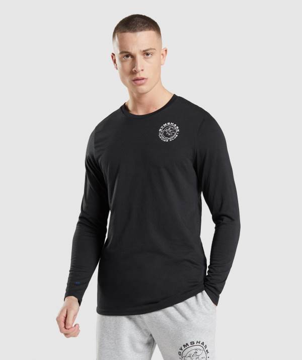 Gymshark Legacy Long Sleeve Sweatshirt Herren Schwarz | 6823XDNMG