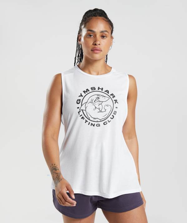 Gymshark Legacy Muskelshirt Damen Weiß | 3175NCFKT