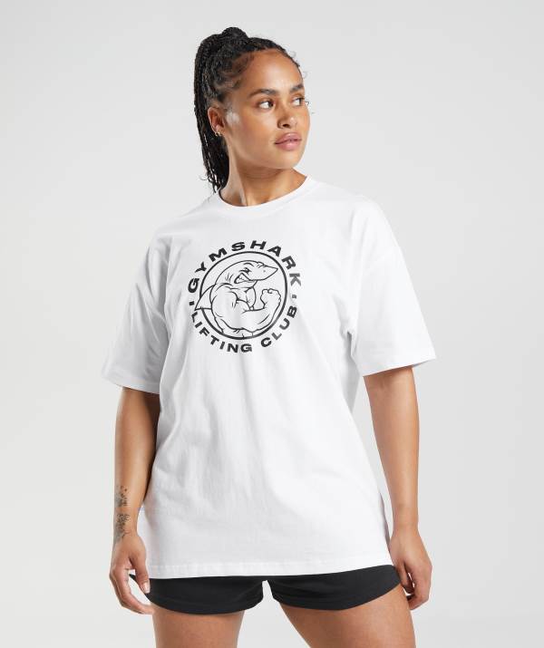 Gymshark Legacy Oversized T-Shirt Damen Weiß | 0943SAFZK