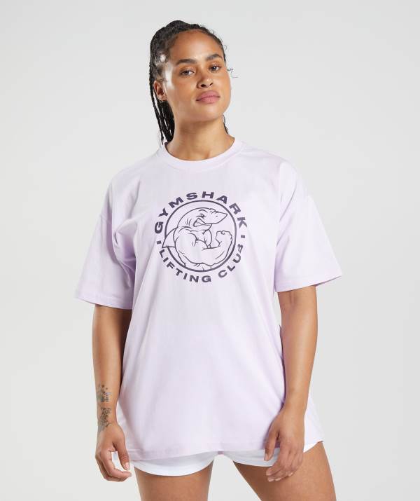 Gymshark Legacy Oversized T-Shirt Damen Lila Weiß | 5132CGPEA