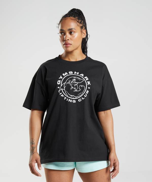Gymshark Legacy Oversized T-Shirt Damen Schwarz | 6302ZUCKY