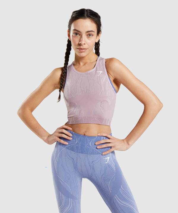 Gymshark Mercury Seamless Crop Muskelshirt Damen Helllila | 2845PXJOV