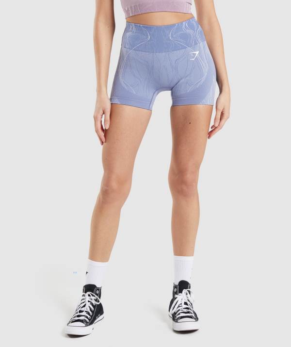 Gymshark Mercury Seamless Kurze Hose Damen Blau | 6489TQZEF