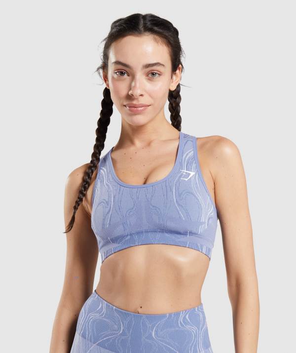 Gymshark Mercury Seamless Sport BH Damen Blau | 4613MWRIQ
