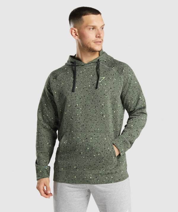 Gymshark Micro Print Hoodie Herren Grün | 6821APCZT