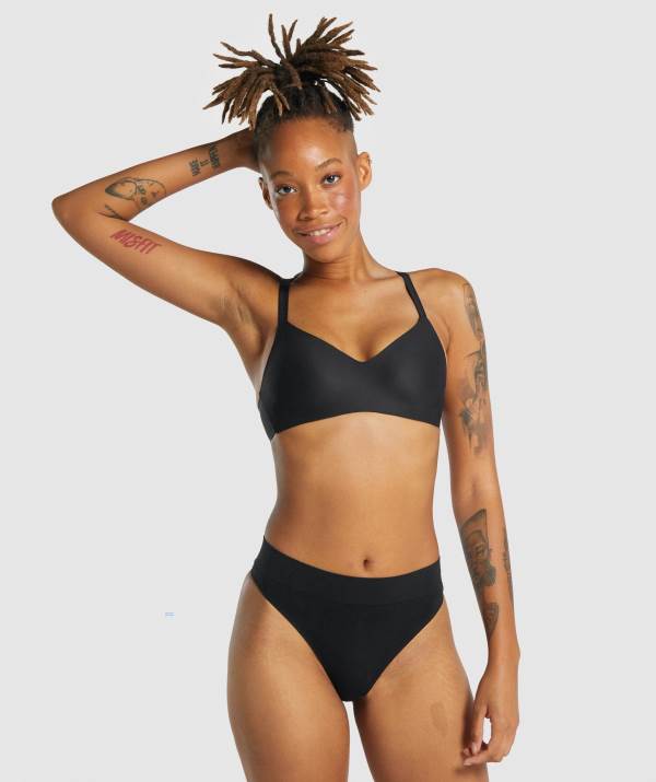 Gymshark Moulded Cup Bra Unterwäsche Damen Schwarz | 9207FRIOC