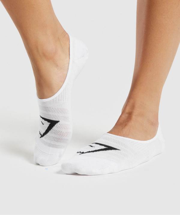 Gymshark No Show 3pk Socken Damen Weiß | 2591LRNBI