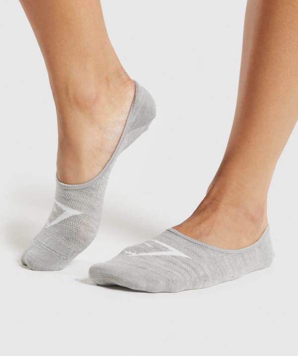 Gymshark No Show 3pk Socken Herren Weiß Hellgrau Schwarz | 5149RNDVK