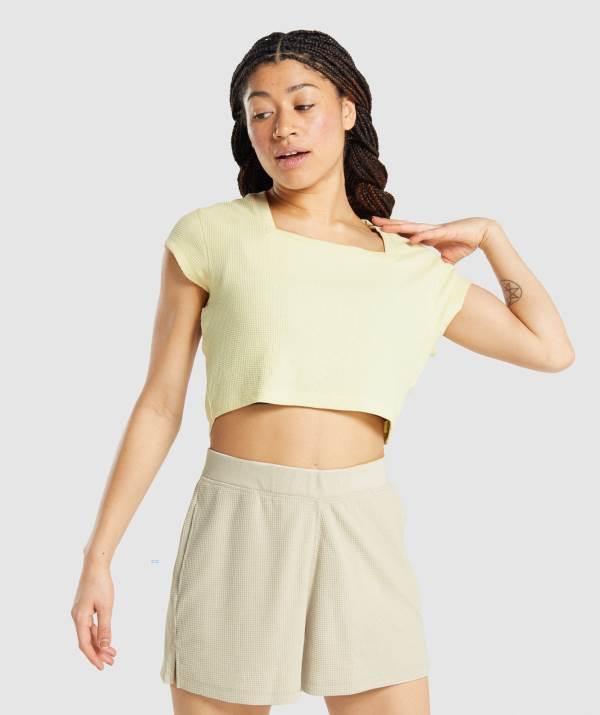 Gymshark Pause Crop Top Damen Gelb | 9415FMEWG