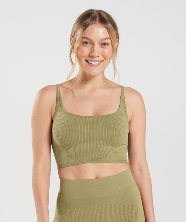 Gymshark Pause Seamless Bralette Sport BH Damen Grün | 0783IFBCK
