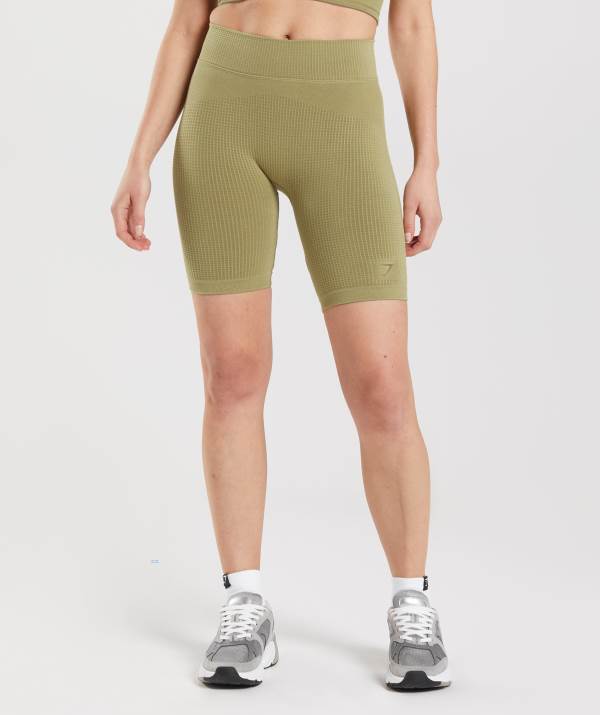 Gymshark Pause Seamless Cycling Kurze Hose Damen Grün | 2370GTKZU