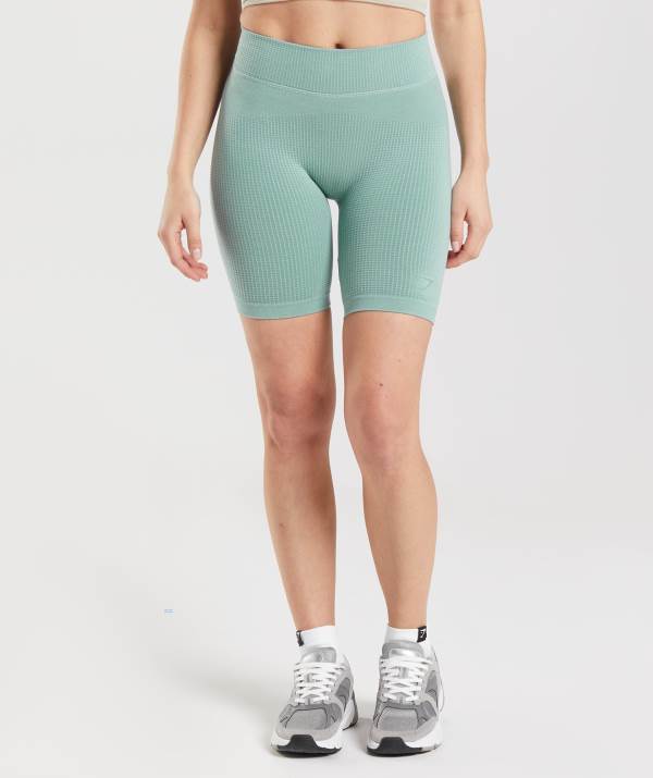 Gymshark Pause Seamless Cycling Kurze Hose Damen Blau | 8172EWVHP