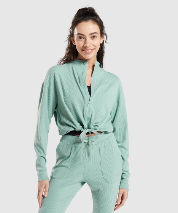Gymshark Pause Zip Up Jacke Damen Blau | 7104PTMAQ