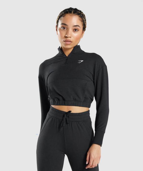 Gymshark Pippa Sport Pullover Damen Schwarz | 1529ADQKV