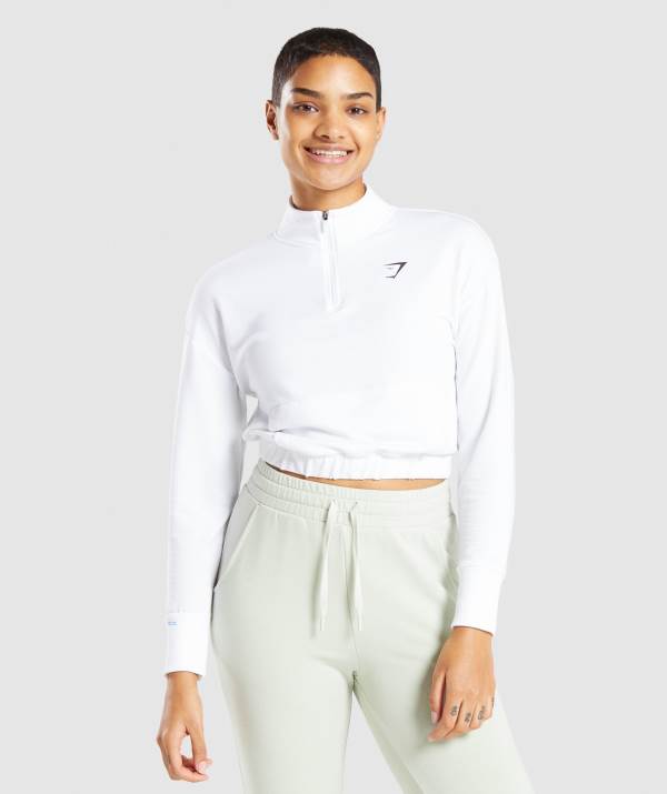 Gymshark Pippa Sport Pullover Damen Weiß | 6021UYXSM