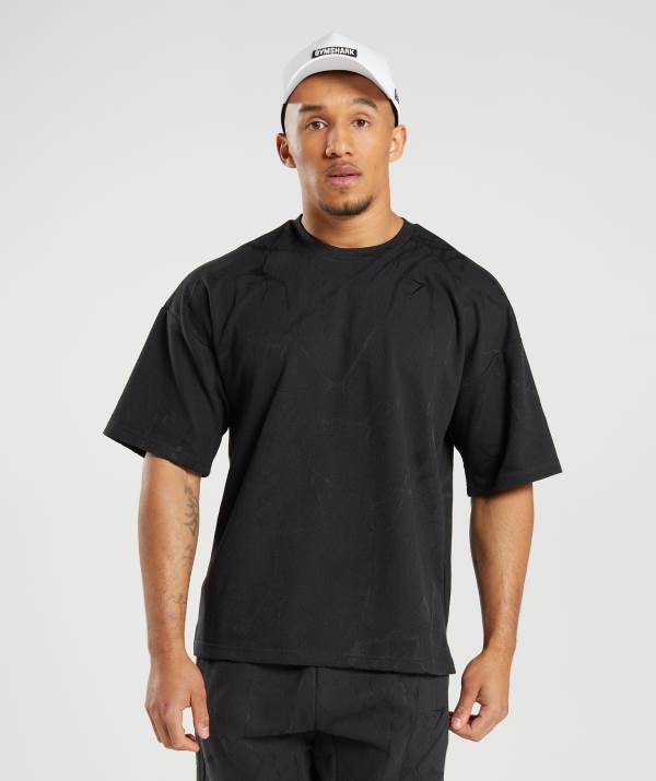 Gymshark Power Sleeve Crew T-Shirt Herren Schwarz | 5476PJAMX