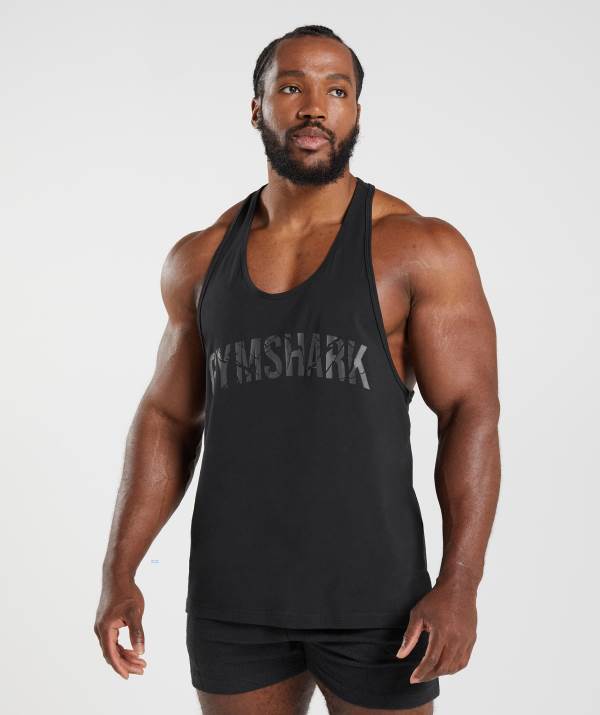 Gymshark Power Stringer Muskelshirt Herren Schwarz | 4598QDZTK