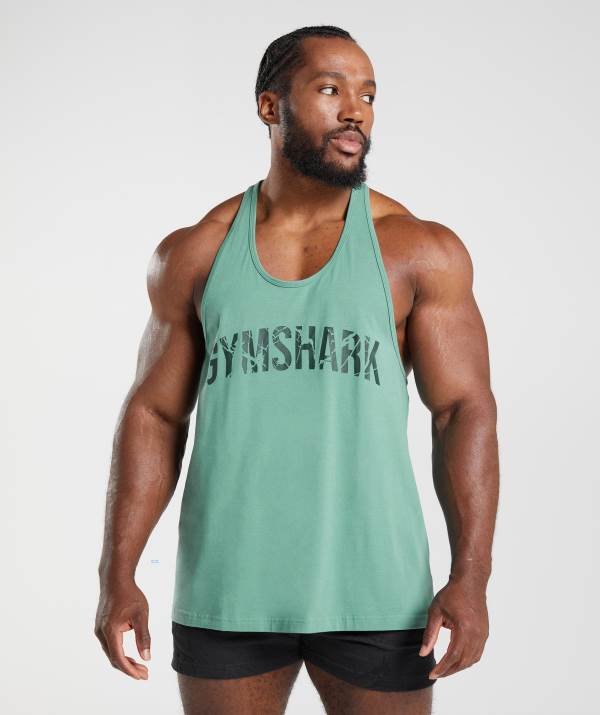 Gymshark Power Stringer Muskelshirt Herren Tiefesgrün Grün | 8402RKLWN