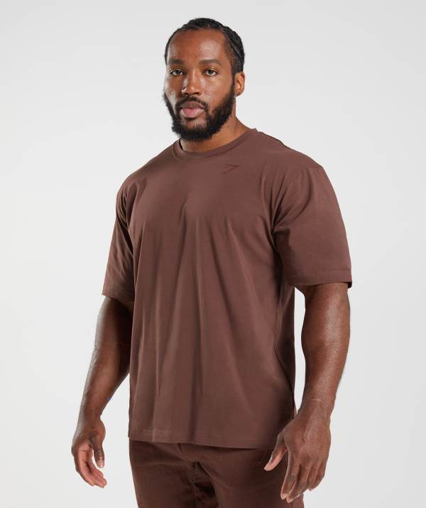 Gymshark Power T-Shirt Herren Rosa Braun | 6209ZPUNB