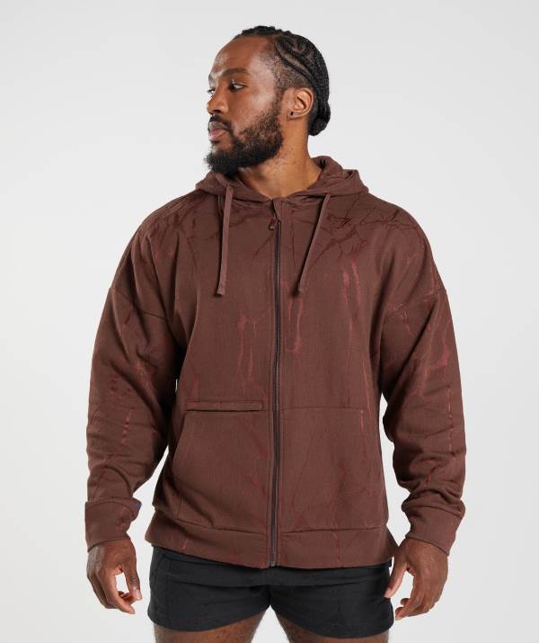 Gymshark Power Zip Hoodie Herren Rosa Braun | 3784BEJKG
