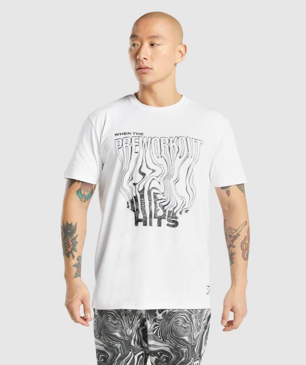 Gymshark Pre-Workout T-Shirt Herren Weiß | 0576XQLEN