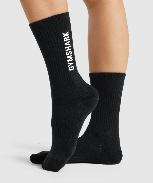 Gymshark Premium Logo Crew Socken Herren Schwarz | 5460XUDOI