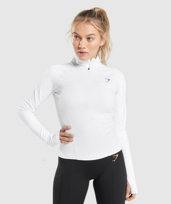 Gymshark Pulse 1/4 Zip Pullover Damen Weiß | 6495WPJDR
