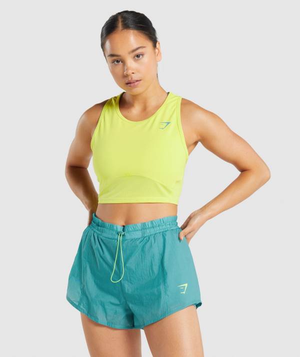 Gymshark Pulse Crop Muskelshirt Damen Gelb | 3758MBUCF