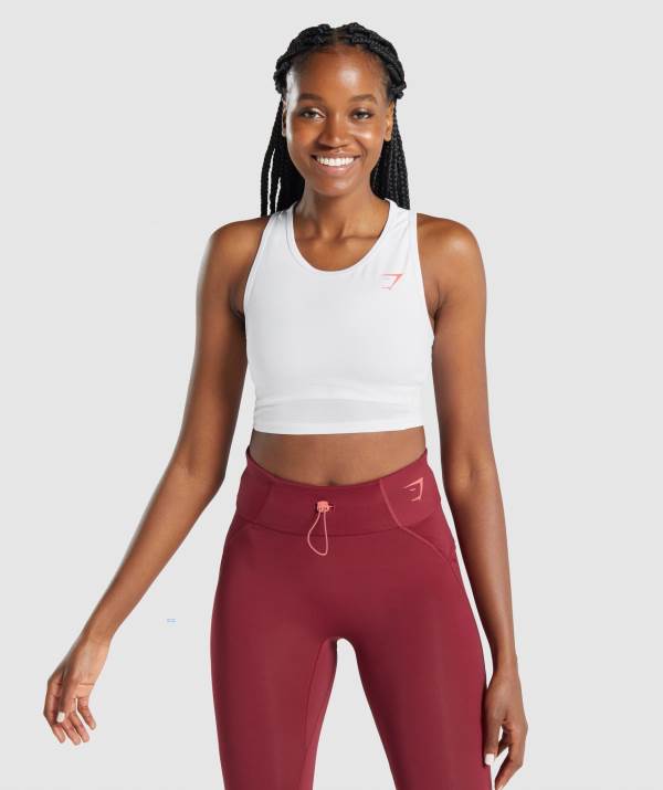 Gymshark Pulse Crop Muskelshirt Damen Weiß | 4517WKIOV