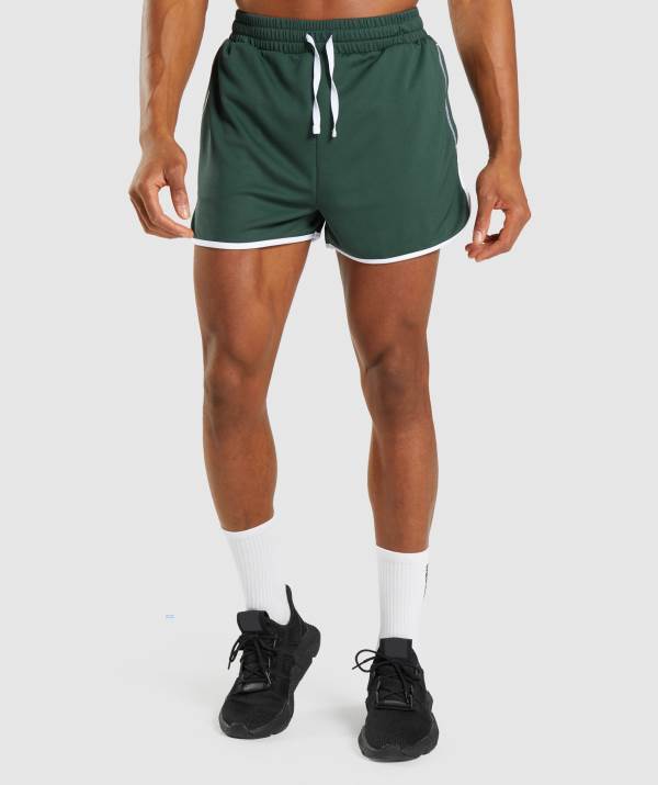 Gymshark Recess 3" Kurze Hose Herren Schwarz Weiß Grün | 9180EWPLA