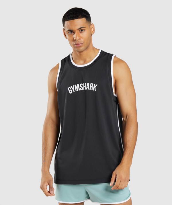 Gymshark Recess Basketball Muskelshirt Herren Schwarz Weiß | 1423QCIUM