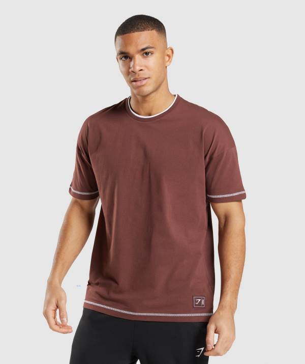 Gymshark Recess T-Shirt Herren Rosa Weiß Braun | 1059TIJYN
