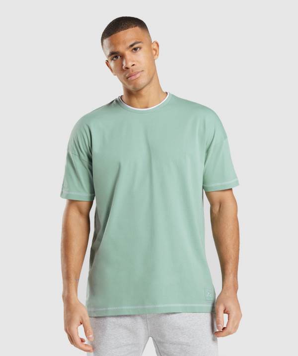 Gymshark Recess T-Shirt Herren Weiß Blau | 7508SGCWB