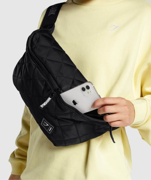 Gymshark Rest Day Sling Crossbody Taschen Damen Schwarz | 9402UWHFJ